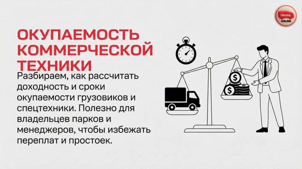 Разбираем, как рассчитать доходность и сроки окупаемости грузовиков и спецтехники. Полезно для владельцев парков и менеджеров, чтобы избежать переплат и простоек.
