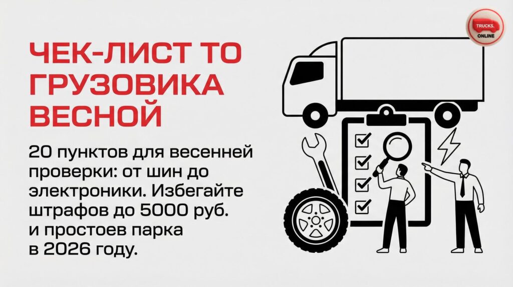 20 пунктов для весенней проверки: от шин до электроники. Избегайте штрафов до 5000 руб. и простоев парка в 2026 году.